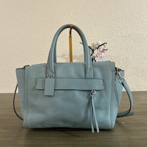 Coach Bleecker Riley Carryall Leather Satchel Duck Egg Blue 30146